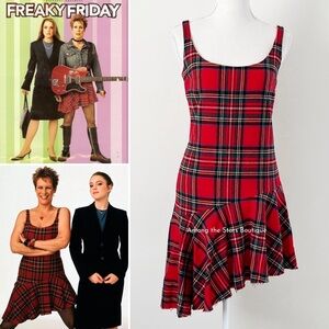 Rare Y2K Red Plaid Dress ASO Jamie Lee Curtis + Lindsay Lohan in Freaky Friday